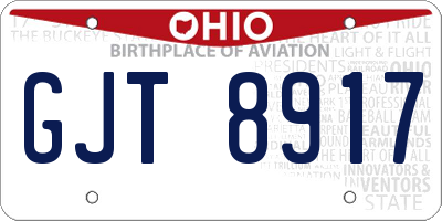 OH license plate GJT8917