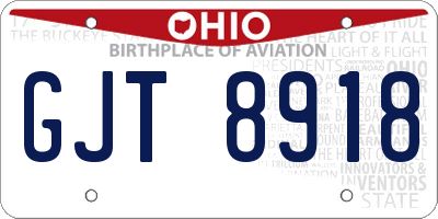 OH license plate GJT8918