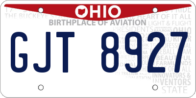 OH license plate GJT8927