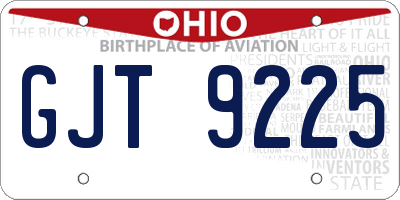 OH license plate GJT9225