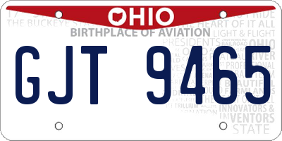 OH license plate GJT9465