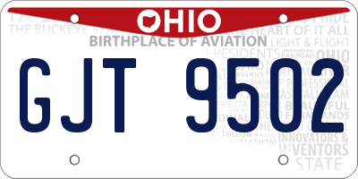 OH license plate GJT9502
