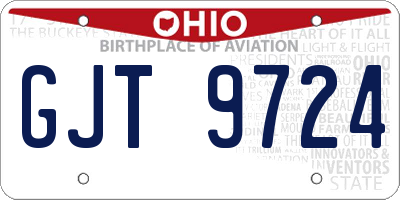 OH license plate GJT9724
