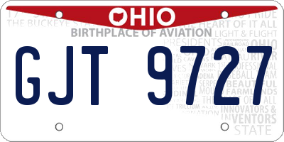 OH license plate GJT9727