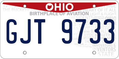 OH license plate GJT9733