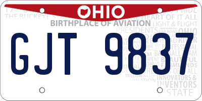 OH license plate GJT9837