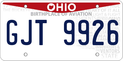 OH license plate GJT9926