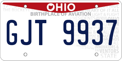 OH license plate GJT9937