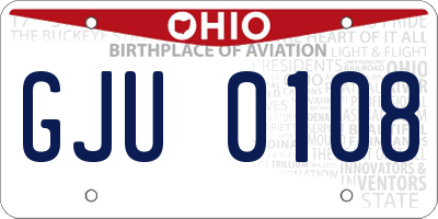 OH license plate GJU0108