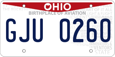 OH license plate GJU0260