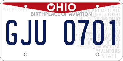 OH license plate GJU0701