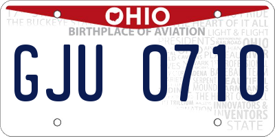 OH license plate GJU0710