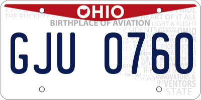 OH license plate GJU0760