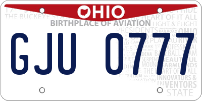 OH license plate GJU0777