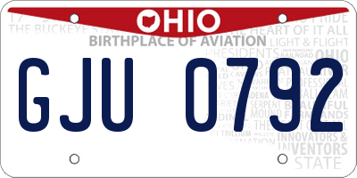 OH license plate GJU0792
