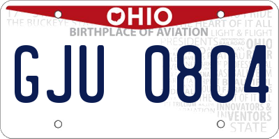 OH license plate GJU0804