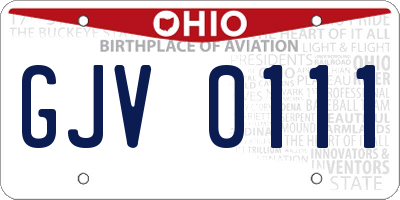OH license plate GJV0111