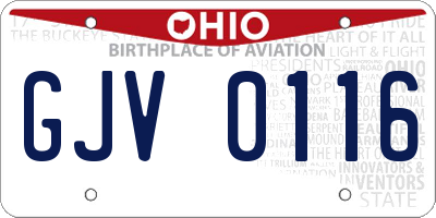 OH license plate GJV0116