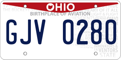 OH license plate GJV0280