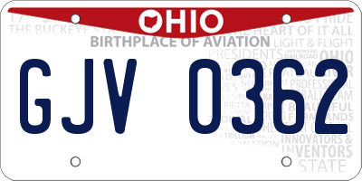 OH license plate GJV0362