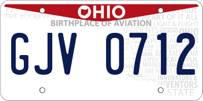 OH license plate GJV0712