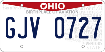 OH license plate GJV0727
