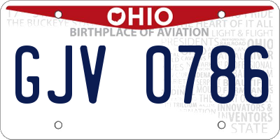 OH license plate GJV0786