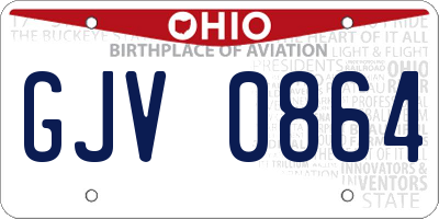 OH license plate GJV0864