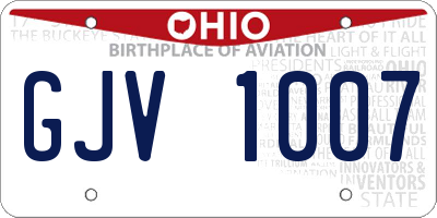 OH license plate GJV1007