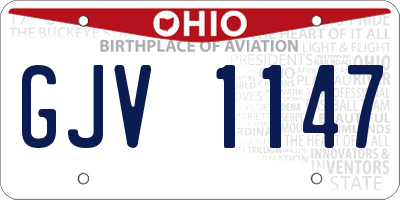 OH license plate GJV1147