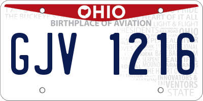 OH license plate GJV1216
