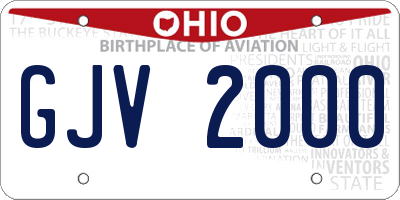 OH license plate GJV2000