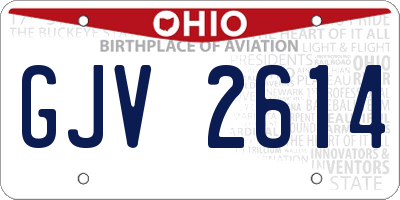 OH license plate GJV2614
