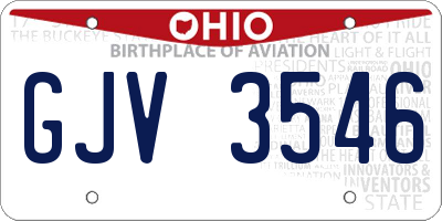 OH license plate GJV3546