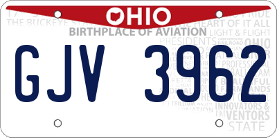 OH license plate GJV3962