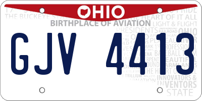 OH license plate GJV4413