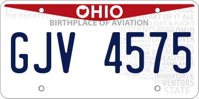 OH license plate GJV4575