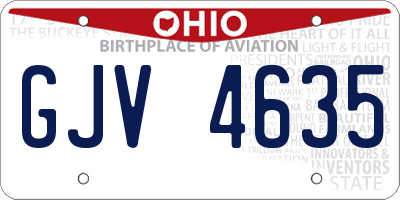 OH license plate GJV4635