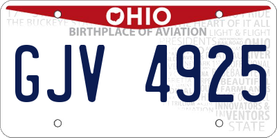 OH license plate GJV4925