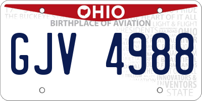 OH license plate GJV4988