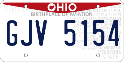 OH license plate GJV5154
