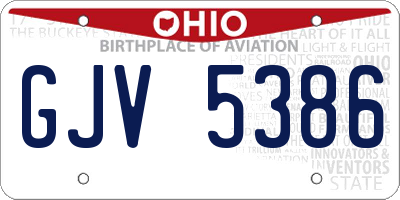 OH license plate GJV5386