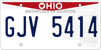 OH license plate GJV5414