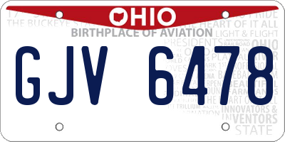 OH license plate GJV6478