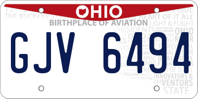 OH license plate GJV6494