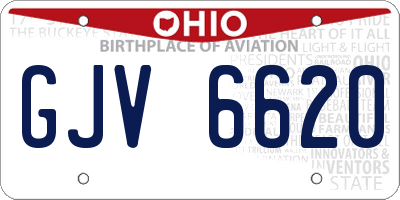 OH license plate GJV6620