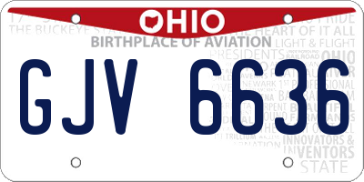 OH license plate GJV6636