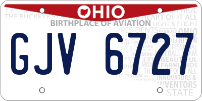 OH license plate GJV6727