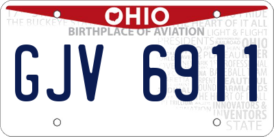 OH license plate GJV6911
