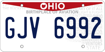 OH license plate GJV6992